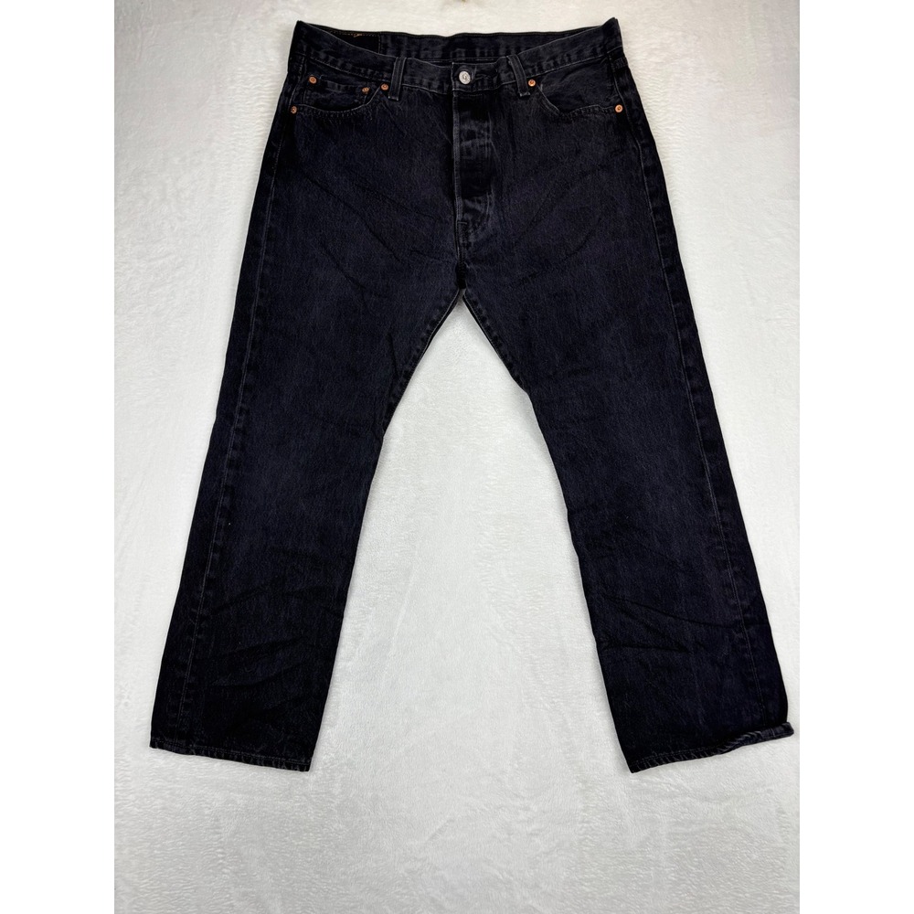 Levis 501 36x28 Mens‎ Fuzzy Black Faded Denim Dark Skater Vintage Style Jeans